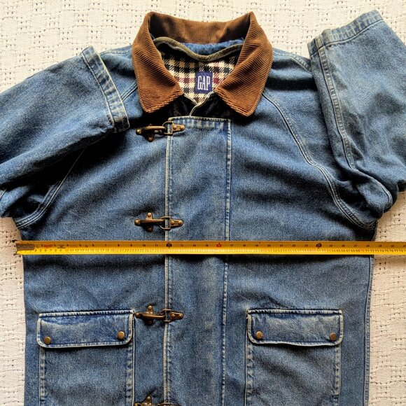Vintage GAP Fireman Men's Jacket XXL Denim Barn Chore Coat Cabincore Heavyweight - Picture 7 of 8